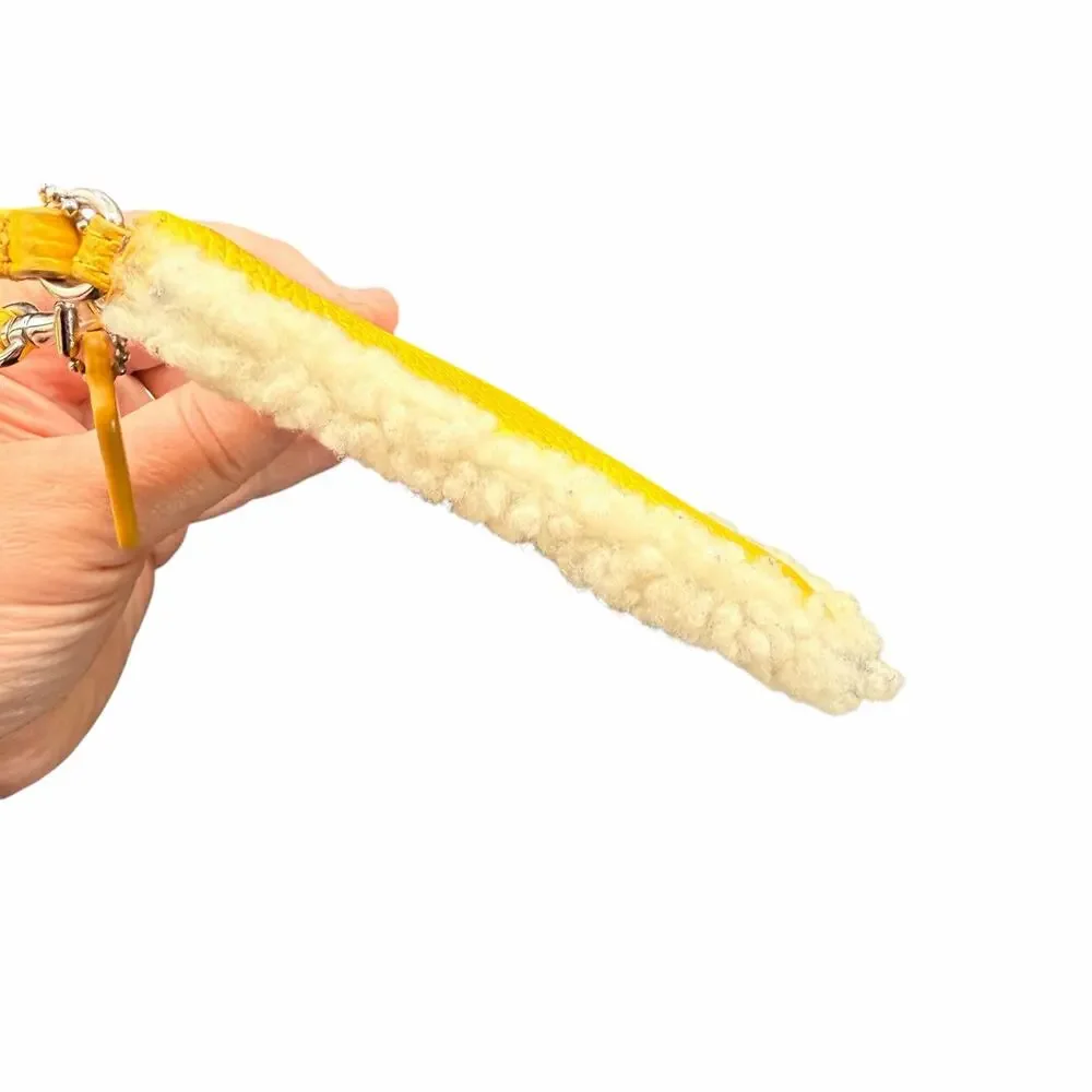 Coach Yellow Leather Shearling Trim Wristlet Pouch